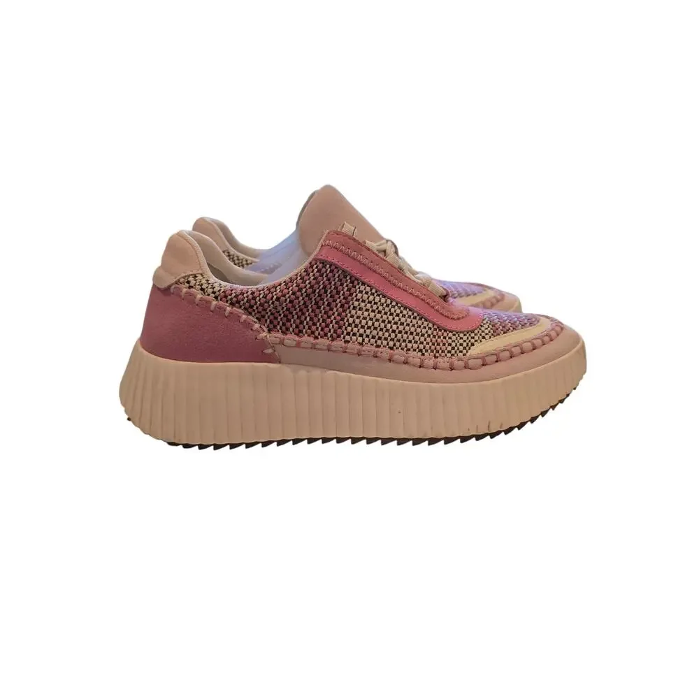Dolce Vita Pink Multi Woven Platform‎ Sneakers Womens Lace Up Casual Shoes
